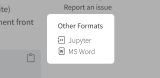 Screenshot of a Quarto webpage showing a section entitled 'Other Formats' with items Jupyter and MS Word